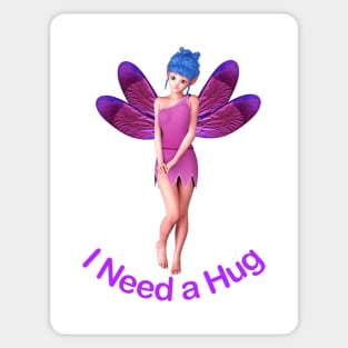 I need a hug elf fairy faerie in pink cute and sad Sticker